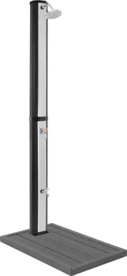 Produktbild von ML-Design Solardusche 35L 217cm eckig Silber-Schwarz mit Bodenplatte Dunkelgrau Solar Gartendusche mit Fußdusche/Regenduschkopf, warmes Wasser 60°C