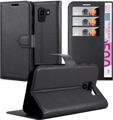 Obrázek produktu pro Cadorabo pouzdro pro Samsung Galaxy J6 2018 ochranné pouzdro v černé barvě kryt mobilního telefonu magnetické zavírání