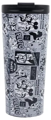 Thermobecher 425 ml, Disney-Design, Edelstahl, inkl. Strohhalm