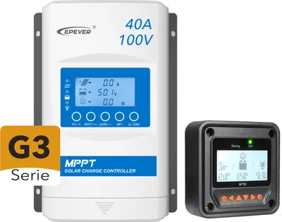 Produktbild von EPEVER®XTRA N G3 (neue Version) MPPT Solar Laderegler 40A 100V mit MT52 Fernbedienung, 0% MwSt