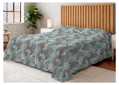 Produktbild von Tagesdecke für Frühling und Sommer aus 100 % Baumwolle mit Blattmotiv