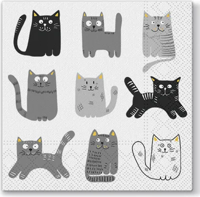 Image de 20 serviettes en papier 33 x 33 cm Chats gris