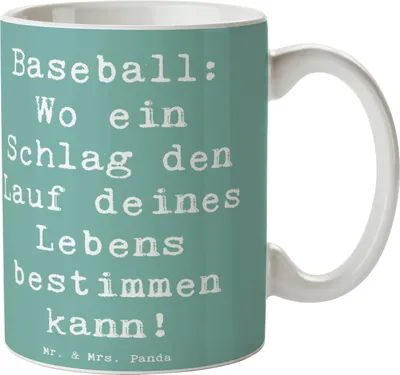 Produktbild von Mr. & Mrs. Panda Tasse Spruch Baseball Schlag - Meeresbrise - Geschenk, Kaffeebecher, Sportler Geschenke, Teamsport, Sport, Trinkbecher, Spiel, Teetasse, Becher, Helden