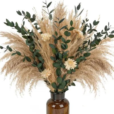 Immagine prodotto di Composizione floreale secca in stile bohémien, con pampas e crisantemi