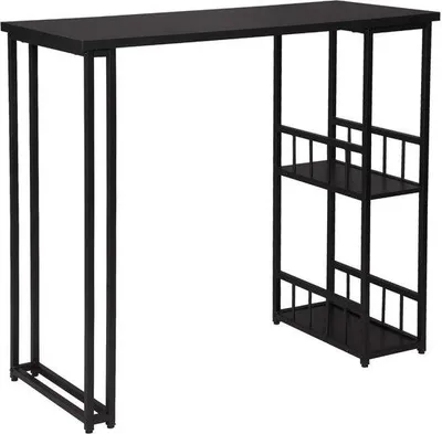 Obrázok produktu pre Pravá tabuľa na bar z kovu a dreva – čierna – 120 x 50 x 105 cm