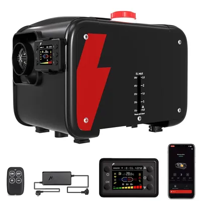 Obrázek produktu pro 12V 24V 5KW-8KW vzduchový naftový ohřívač parkovací ohřívač, bluetooth vzduchový ohřívač vzduchový naftový parkovací ohřívač s dálkovým ovládáním a EU adaptérem