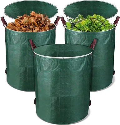 Produktbild von Grünpflanzentasche - mit schließbarem Deckel - Set aus 3 Grünpflanzentüten - Grünpflanzentüte - Grünpflanzentasche - Grün