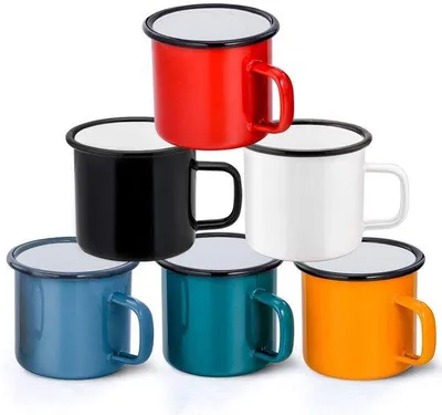 Produktbild von Emaillebecher Set 6 Farben 350ml Reise Camping