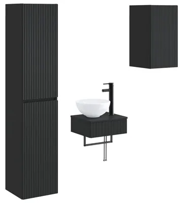 Image de Ensemble de meubles de salle de bain vidaXL, 3 pièces, noir, 33 x 34,5 x 160 cm