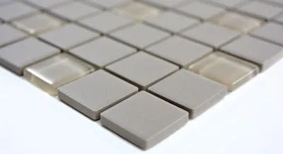 Produktbild von Handmuster Mosaik Fliese Keramik hellgrau unglasiert Glas MOS18-0212-R10_m