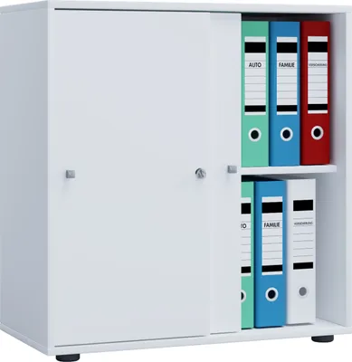 Produktbild von VCM Büroschrank mit 2 Fächern | moderner Aktenschrank mit Schiebetüren und Schloss | Maße ca. B. 70 x  H. 73 x T. 37 cm – Lona 2-Fach abschließbar