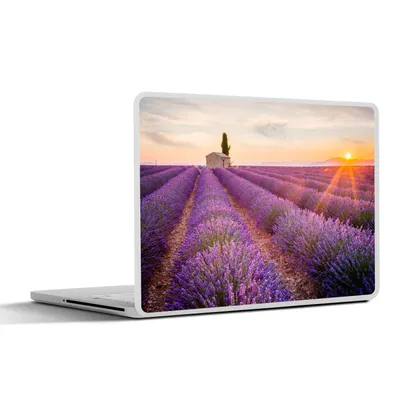 Produktbild von MuchoWow® Laptop Aufkleber Sticker Cover Lavendel - Sonnenuntergang - Blumen - Lila 25x18 cm - Laptop-Deko