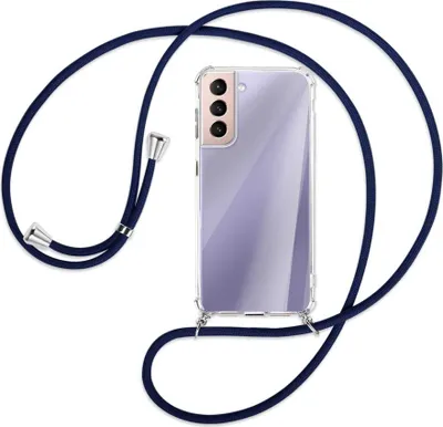 Produktbild von Handykette Backcover-Schutzhülle mit Band (Metall silberfarben) für Samsung Galaxy S21 5G - dunkelblau