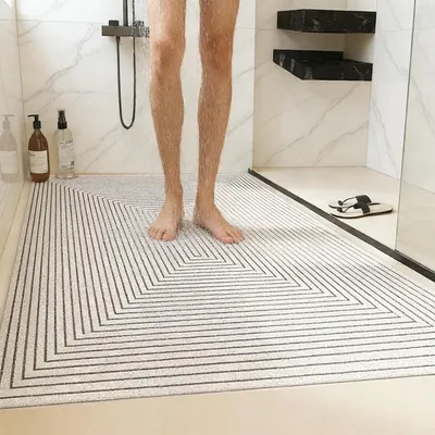 Image de Tapis de douche antidérapant, 60x90 cm, en PVC, avec trous de drainage, à séchage rapide et avec fonction de massage