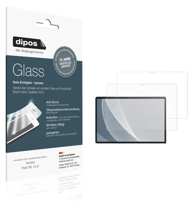 Produktbild von 2x Schutzfolie für Nubia Pad 3D 12.4 matt - Anti-Shock 9H Folie dipos Glass Kunststoffglas