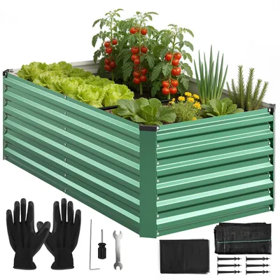 Produktbild von Hohes Metall-Hochbeet - Rechteckiges Pflanzbeet Garten - 240x120x60 cm - Wetterfest - Rostfrei - Für Gemüse Kräuter Blumen