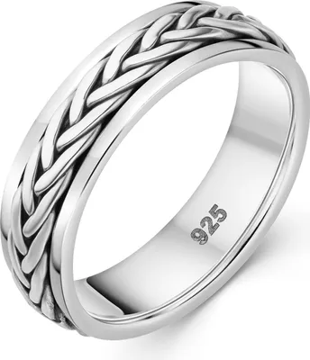 Produktbild von MATERIA by Matthias Wagner Anti Stress Ring drehbar Silber 925 mit Flechtmuster SR-61