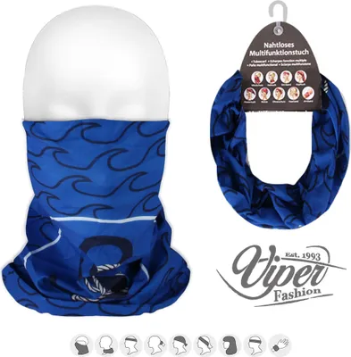 Produktbild von Multifunktionstuch 9 - Gesichtsmaske Schlauchschal Mund Nase Maske Halstuch Maritim blau Wellen Anker