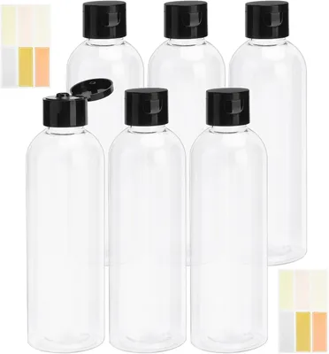 Produktbild von Reiseflaschen Set 6 Stück, 200 ml, mit Etiketten, für Shampoo