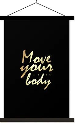 Produktbild von MuchoWow® Textilposter Zitat - Tanzen - Gold - Schwarz 120x180 cm mit schwarzem Rahmen - Fotos