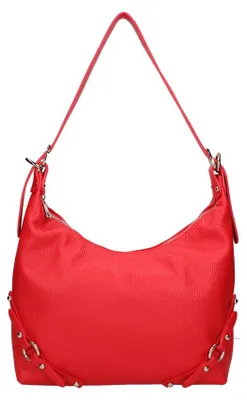 Produktbild von Damen Schultertasche aus echtem Leder, "Dollaro Vera Pelle", hergestellt in Italien. Verstellbarer Trageriemen