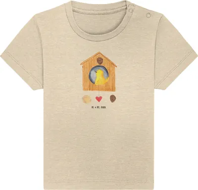 Produktbild von Mr. & Mrs. Panda  T-Shirt Vogelhaus Home 12. - 18. Monat - Natural Raw - Geschenk, Umzug, Öko Baby, Haus, Baumwollshirt, Babyshirt, Sweet, Vogel, Baumwolle Shirt
