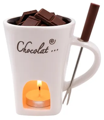 Fonduebecher Keramik 200 ml mit Teelicht, Schmelzbecher