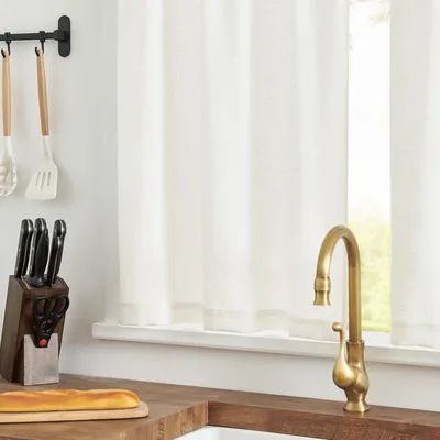 Immagine prodotto di Set di 2 tende corte Vitrage, voile semitrasparente per cucina e soggiorno, 65 x 115 cm, bianco
