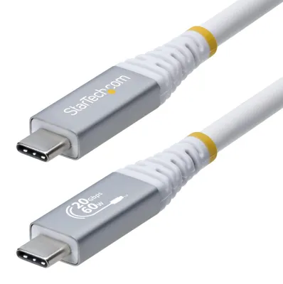 Produktbild von StarTech.com 3m USB4 Kabel, 20Gbps, USB-IF-es USB-C Ladekabel, 60W PD, 4K 120Hz DP2.1 Monitorkabel, TPE-Mantel, Weiß, 3 m, USB C, USB C, USB4 Gen 2x2, 20 Gbit/s, Weiß