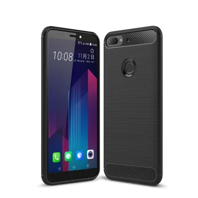 Zdjęcie produktu dla HTC Desire 12 Plus Cover Silicone Black Carbon Optic Case TPU Mobile Phone Cover Bumper 211790