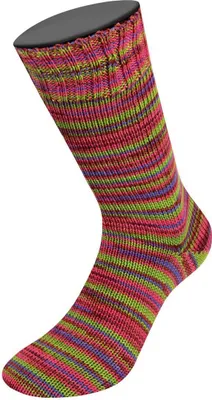 Produktbild von Lana Grossa - Meilenweit 100g Merino Extrafine Cosy 6166 pink burgund frühlingsgrün veilchenblau gestreift
