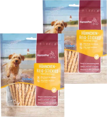 Produktbild von 400g Hunde Cookies Hähnchen - Reis - Sticklies - fettarm und leicht verdaulich