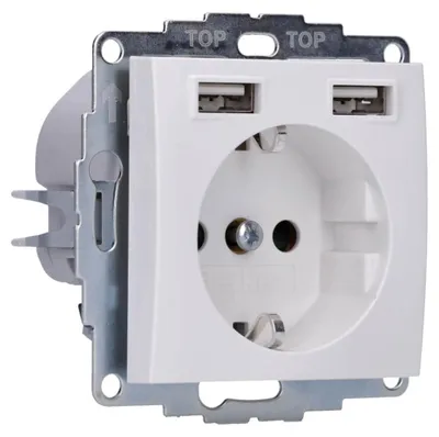SCHUKO/USB-Steckdose, polarweiß glänzend, 16 A, 250 V