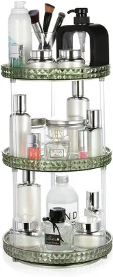 Produktbild von Ibenzoa® 360° drehbarer Make-up- und Kosmetik-Organizer aus ABS, große Kapazität, platzsparend für Bad, Schlafzimmer & Wohnzimmer