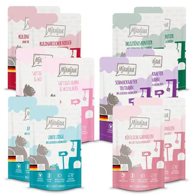Produktbild von MjAMjAM 12x125g Probierpaket 5 Nassfutter für Katzen verschiedene Sorten natur
