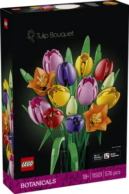 Produktbild von LEGO Botanicals Tulpenstrauß - Kunstblumen für Erwachsene - inkl. 14 künstlicher Tulpen in 5 Farben zur Deko Blumen für Schreibtisch & Zuhause - DIY Bastelset als Geschenk für Frauen - 11501