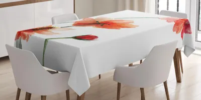 Produktbild von ABAKUHAUS Aquarell Tischdecke, Bunte Wildblumen mit lebendigen Farbschema Valentine inspiriert Design, 140 x 170 cm, Scharlachrot