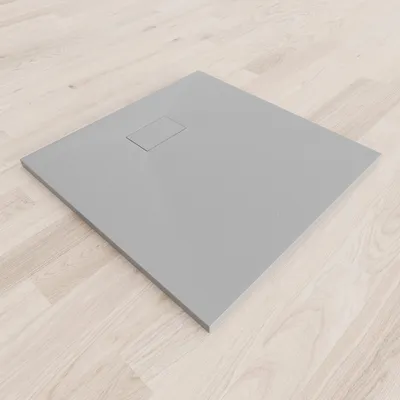 Produktbild von i-flair SMC Duschwanne 90x90 cm – 26 mm flach inkl. Ablaufgarnitur mit Deckel, Grau