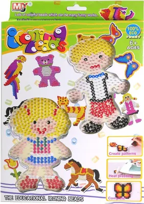 Immagine prodotto di Perline di ferro Perline di ferro - 500 pezzi, motivi colorati, tappetini e accessori, set creativo per bambini