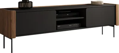 Produktbild von MIRJAN24 TV-Lowboard Wrap 180, Lowboard mit zwei Drehtüren, Lowboard (Farbe: Nuss Warmia / Schwarz)