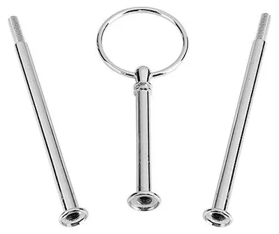 Produktbild von Etageren-Stangen-Set - Metallstangen mit Bohrwerkzeug für 2 bis 3 Etagen - Tortenständer für Buffet - Silber Rundes dreischichtiges Design