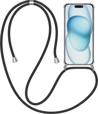 Produktbild von Handyhülle passend für iPhone 15 Plus mit  Handykette und Stoßfänger - TPU Backcover stoßfest mit Band - Smartphonica