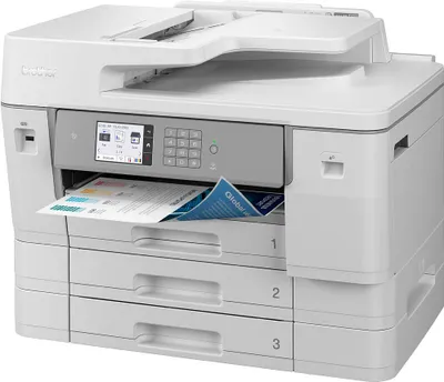 Produktbild von Brother MFC-J6957DW - Multifunktionsdrucker - Farbe - Tintenstrahl - A3/Ledger (Medien) - bis zu 25 Seiten/Min. (Kopieren) - bis zu 30 Seiten/Min. (Drucken) - 850 Blatt - 33.6 Kbps - USB 2.0, LAN, Wi-Fi(n), NFC, USB 2.0-Host