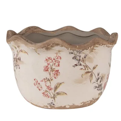 Produktbild von Clayre & Eef Blumentopf Ø 14x9 cm Beige Rosa Keramik Blumen