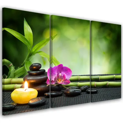 Produktbild von Triptychon auf leinwand religiös - grün 120x80 cm Feeby grün wandbild bereit zum aufhängen