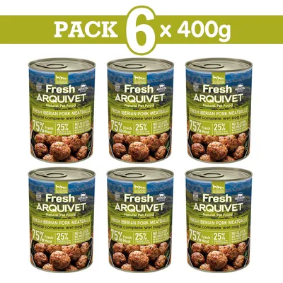Productafbeelding van ARQUIVET Iberische vleesballetjes, blikvleesballetjes voor honden, 6 x 400g