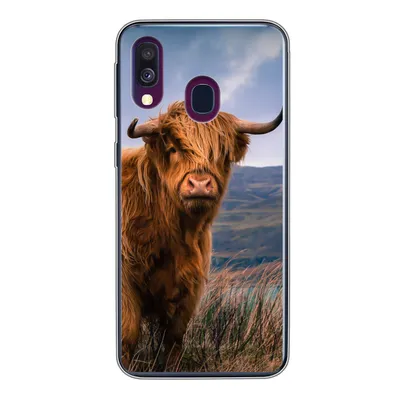 Produktbild von MuchoWow® Handyhülle Schutzhülle Hülle für Samsung Galaxy A40 Schottischer Highlander - Berg - Wasser - Natur - Kuh Silikon Softcase Handy Hülle - Handy-Tasche