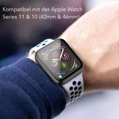 Produktbild von AVANA Schutzhülle für Apple Watch Series 11 / Series 10 46mm Hülle TPU Bumper iWatch Case 360° Full-Cover Displayschutz Schwarz