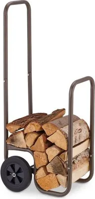 Immagine prodotto di Carrello in legno marrone con pneumatici in gomma