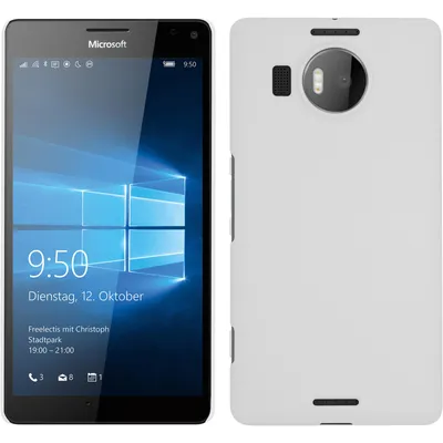 Produktbild von PhoneNatic Case kompatibel mit Microsoft Lumia 950 XL - Hülle weiß gummiert Hard-case + 2 Schutzfolien